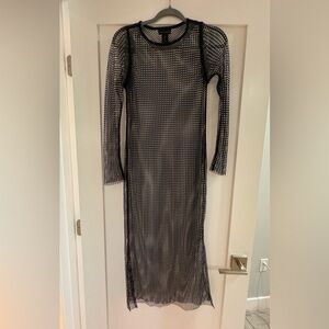 House of Harlow 1960 Black Mesh Long-Sleeve Maxi Dress
